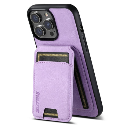 For iPhone 14 Suteni H02 Litchi Leather Card Wallet Stand Back Phone Case(Purple) - iPhone 14 Cases by Suteni | Online Shopping UK | buy2fix