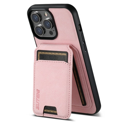 For iPhone 13 Pro Max Suteni H02 Litchi Leather Card Wallet Stand Back Phone Case(Pink) - iPhone 13 Pro Max Cases by Suteni | Online Shopping UK | buy2fix