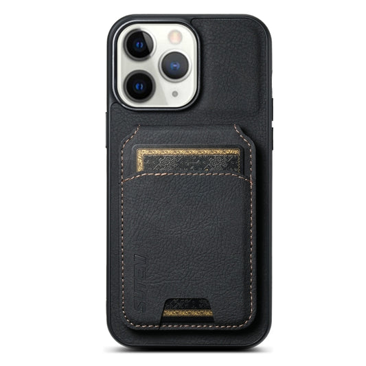 For iPhone 11 Pro Max Suteni H02 Litchi Leather Card Wallet Stand Back Phone Case(Black) - iPhone 11 Pro Max Cases by Suteni | Online Shopping UK | buy2fix