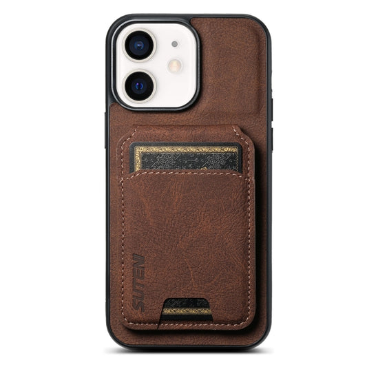 For iPhone 11 Suteni H02 Litchi Leather Card Wallet Stand Back Phone Case(Brown) - iPhone 11 Cases by Suteni | Online Shopping UK | buy2fix