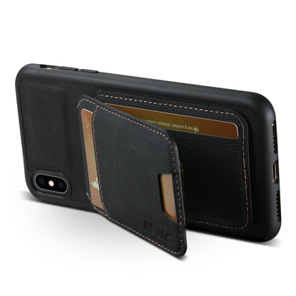 For iPhone X / XS Suteni H02 Litchi Leather Card Wallet Stand Back Phone Case(Black) - More iPhone Cases by Suteni | Online Shopping UK | buy2fix