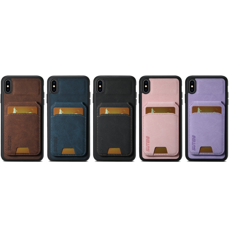 For iPhone X / XS Suteni H02 Litchi Leather Card Wallet Stand Back Phone Case(Black) - More iPhone Cases by Suteni | Online Shopping UK | buy2fix