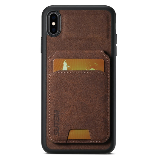 For iPhone X / XS Suteni H02 Litchi Leather Card Wallet Stand Back Phone Case(Brown) - More iPhone Cases by Suteni | Online Shopping UK | buy2fix