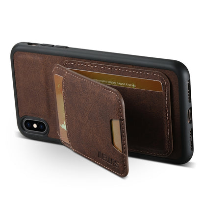 For iPhone X / XS Suteni H02 Litchi Leather Card Wallet Stand Back Phone Case(Brown) - More iPhone Cases by Suteni | Online Shopping UK | buy2fix