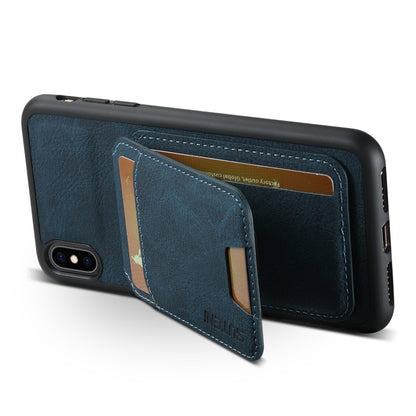 For iPhone X / XS Suteni H02 Litchi Leather Card Wallet Stand Back Phone Case(Blue) - More iPhone Cases by Suteni | Online Shopping UK | buy2fix