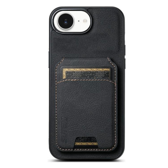 For iPhone 17e / 16e Suteni H02 Litchi Leather Card Wallet Stand Back Phone Case(Black)