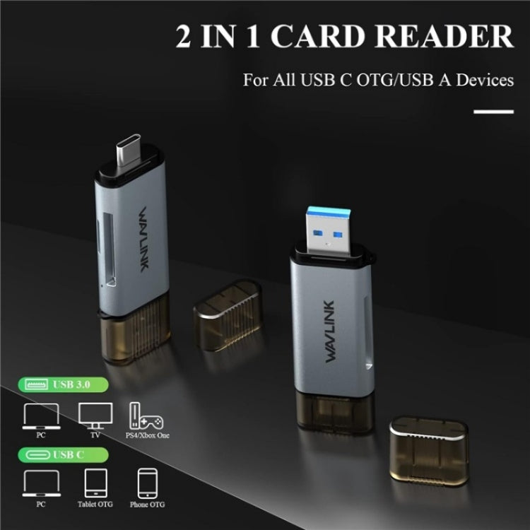 WAVLINK WL-CR3002 Multi-Function Mini Aluminum Alloy Shell Type-C+USB3.0 SD/TF Card Reader by buy2fix