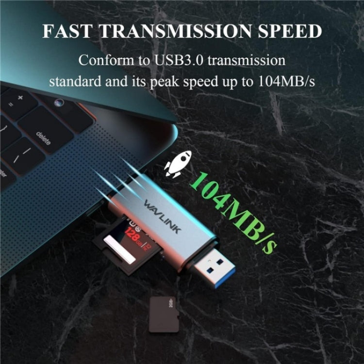 WAVLINK WL-CR3002 Multi-Function Mini Aluminum Alloy Shell Type-C+USB3.0 SD/TF Card Reader by buy2fix
