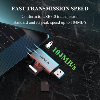 WAVLINK WL-CR3002 Multi-Function Mini Aluminum Alloy Shell Type-C+USB3.0 SD/TF Card Reader by buy2fix