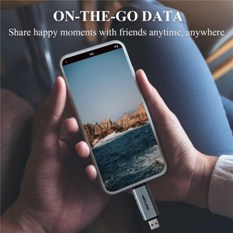 WAVLINK WL-CR3002 Multi-Function Mini Aluminum Alloy Shell Type-C+USB3.0 SD/TF Card Reader by buy2fix