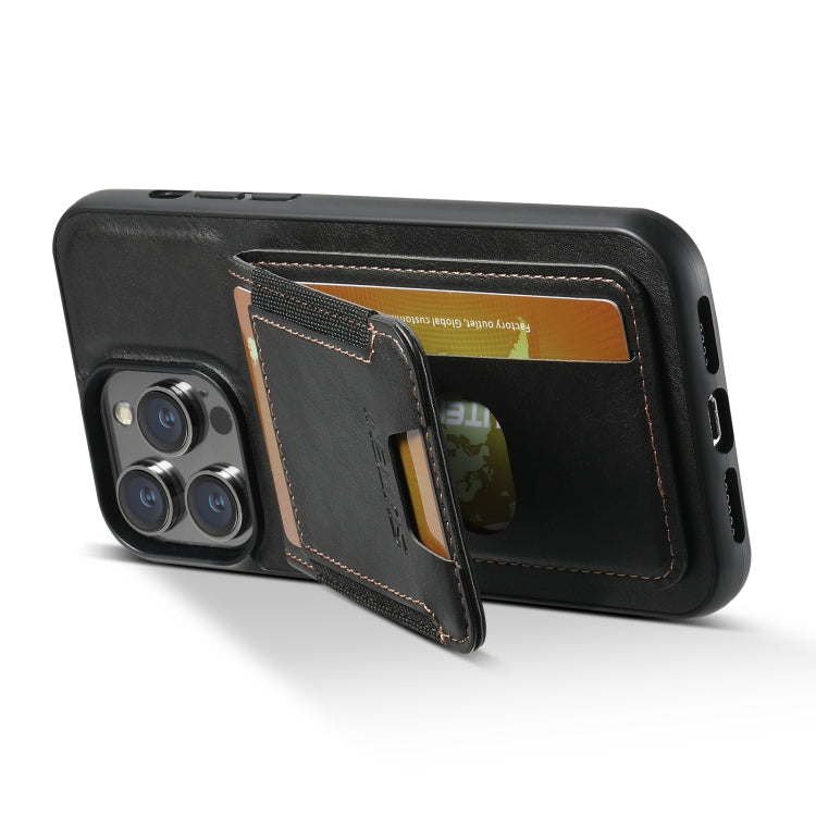 For iPhone 14 Suteni H03 Oil Wax Leather Wallet Stand Back Phone Case(Black) - iPhone 14 Cases by Suteni | Online Shopping UK | buy2fix