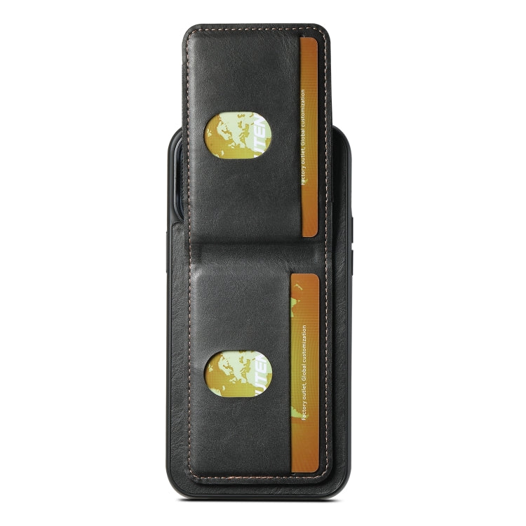 For iPhone 14 Suteni H03 Oil Wax Leather Wallet Stand Back Phone Case(Black) - iPhone 14 Cases by Suteni | Online Shopping UK | buy2fix