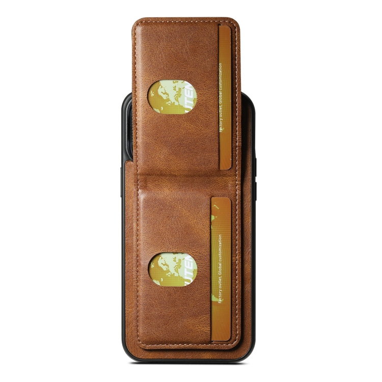 For iPhone 14 Suteni H03 Oil Wax Leather Wallet Stand Back Phone Case(Brown) - iPhone 14 Cases by Suteni | Online Shopping UK | buy2fix