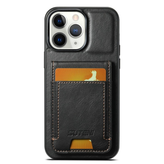 For iPhone 11 Pro Max Suteni H03 Oil Wax Leather Wallet Stand Back Phone Case(Black) - iPhone 11 Pro Max Cases by Suteni | Online Shopping UK | buy2fix
