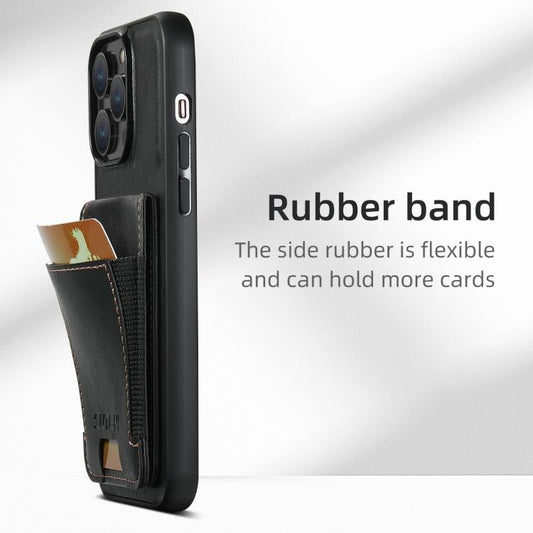 For iPhone 16e Suteni H03 Oil Wax Leather Wallet Stand Back Phone Case(Black) - iPhone 16e Cases by Suteni | Online Shopping UK | buy2fix