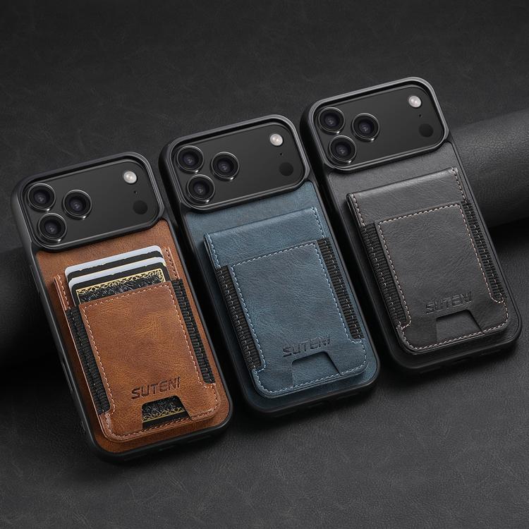 For iPhone 17 Air Suteni H03 Oil Wax Leather Wallet Stand Back Phone Case(Brown) - iPhone 17 Air Cases by Suteni | Online Shopping UK | buy2fix