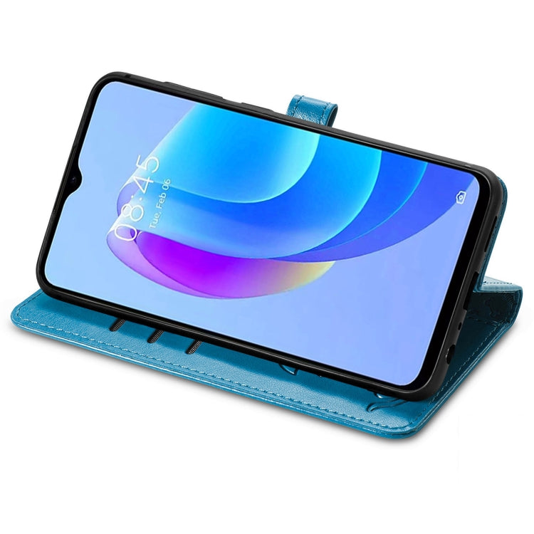 For Tecno Spark 20C / GO 2024 Cat and Dog Embossed Leather Phone Case(Blue) by buy2fix