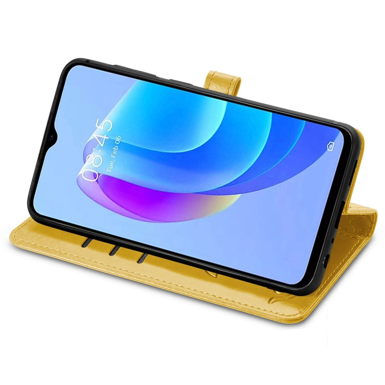 For Tecno Spark 20C / GO 2024 Cat and Dog Embossed Leather Phone Case(Yellow) by buy2fix