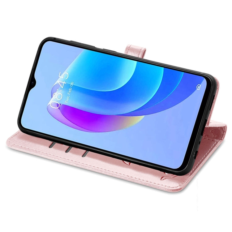 For Tecno Spark 20C / GO 2024 Cat and Dog Embossed Leather Phone Case(Rose Gold) by buy2fix