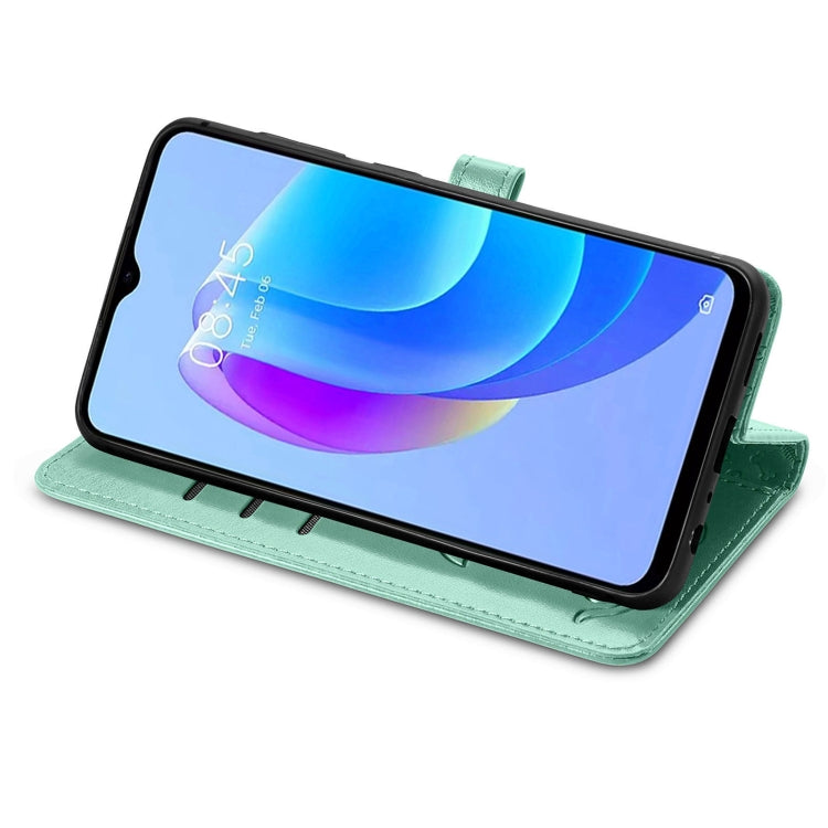 For Tecno Spark 20C / GO 2024 Cat and Dog Embossed Leather Phone Case(Green) by buy2fix