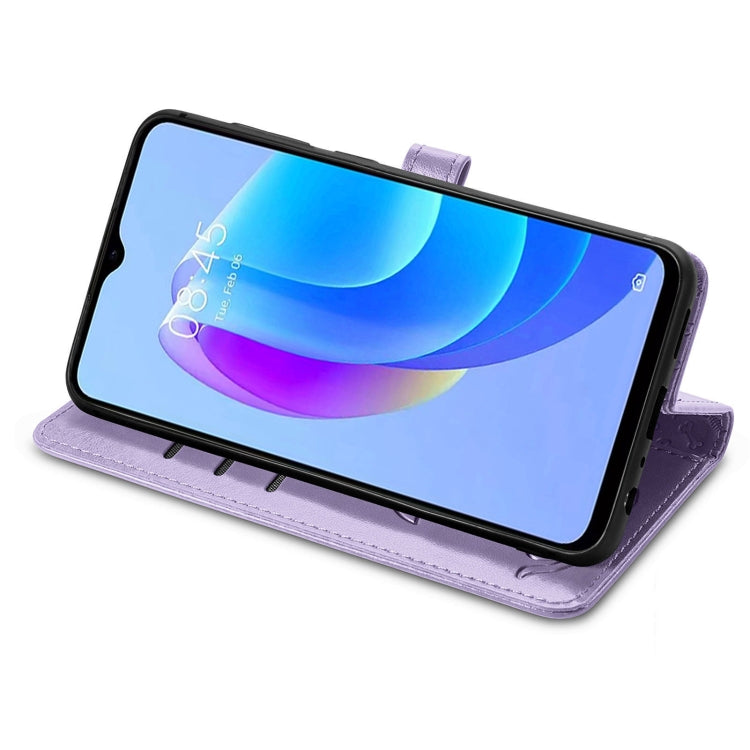 For Tecno Spark 20C / GO 2024 Cat and Dog Embossed Leather Phone Case(Purple) by buy2fix