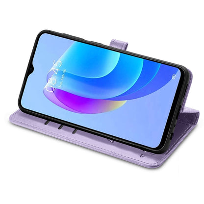 For Tecno Spark 20C / GO 2024 Cat and Dog Embossed Leather Phone Case(Purple) by buy2fix