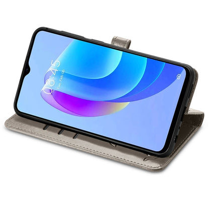 For Tecno Spark 20C / GO 2024 Cat and Dog Embossed Leather Phone Case(Gray) by buy2fix