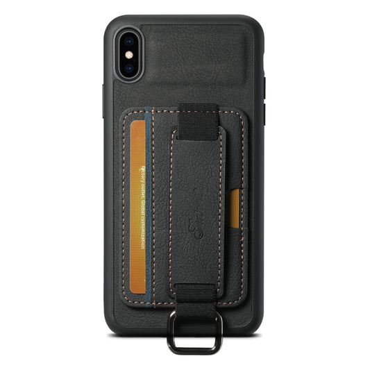 For iPhone XS Max Suteni H13 Litchi Leather Wrist Strap Wallet Back Phone Case(Black) - More iPhone Cases by Suteni | Online Shopping UK | buy2fix