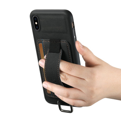 For iPhone XS Max Suteni H13 Litchi Leather Wrist Strap Wallet Back Phone Case(Black) - More iPhone Cases by Suteni | Online Shopping UK | buy2fix