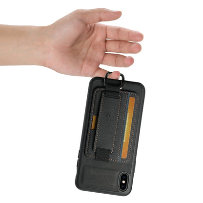 For iPhone XS Max Suteni H13 Litchi Leather Wrist Strap Wallet Back Phone Case(Black) - More iPhone Cases by Suteni | Online Shopping UK | buy2fix