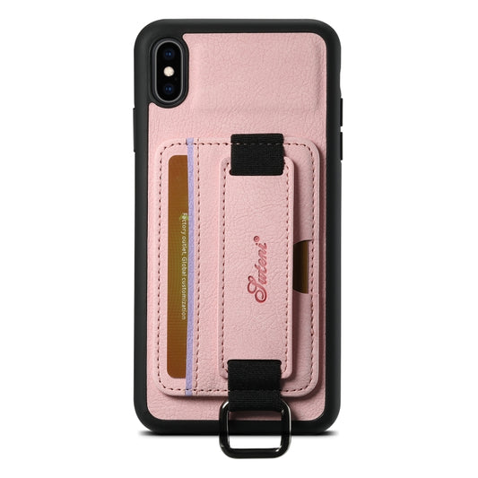 For iPhone XS Max Suteni H13 Litchi Leather Wrist Strap Wallet Back Phone Case(Pink) - More iPhone Cases by Suteni | Online Shopping UK | buy2fix