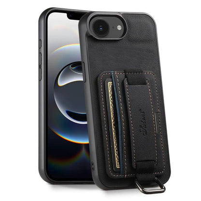 For iPhone 16e Suteni H13 Litchi Leather Wrist Strap Wallet Back Phone Case(Black) - iPhone 16e Cases by Suteni | Online Shopping UK | buy2fix