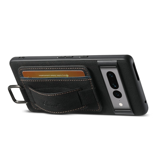 For Google Pixel 8a Suteni H13 Litchi Leather Wrist Strap Wallet Back Phone Case(Black) - Google Cases by Suteni | Online Shopping UK | buy2fix