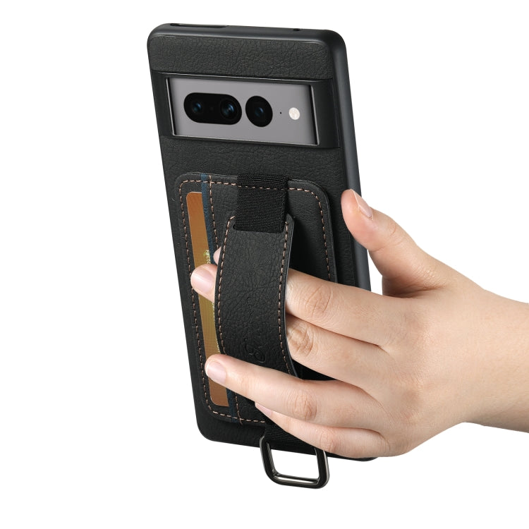 For Google Pixel 8a Suteni H13 Litchi Leather Wrist Strap Wallet Back Phone Case(Black) - Google Cases by Suteni | Online Shopping UK | buy2fix