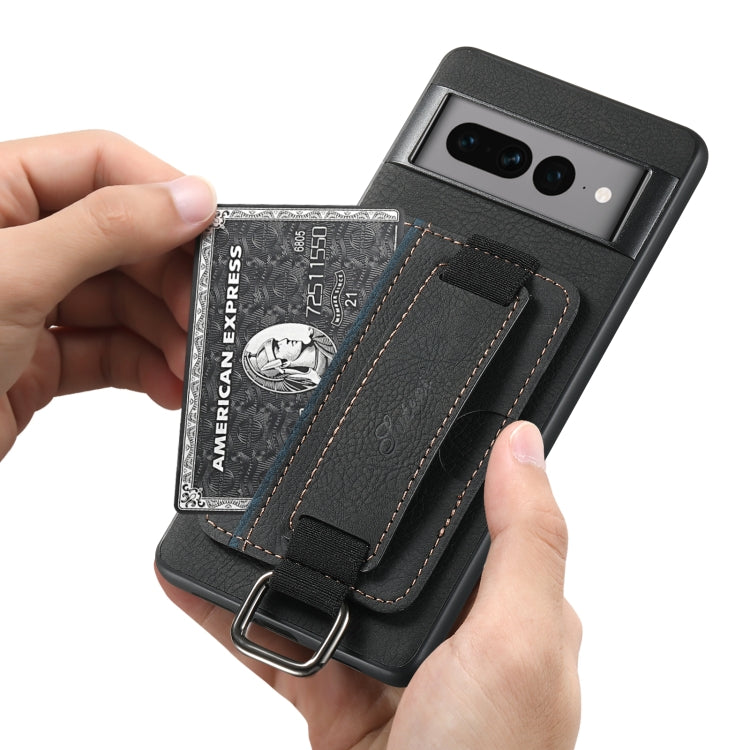 For Google Pixel 8a Suteni H13 Litchi Leather Wrist Strap Wallet Back Phone Case(Black) - Google Cases by Suteni | Online Shopping UK | buy2fix