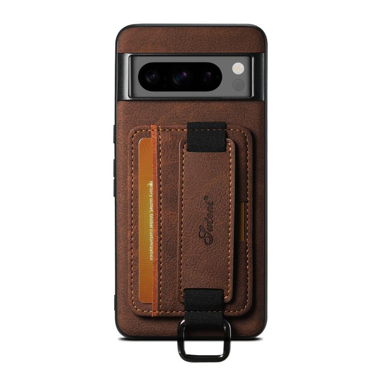 For Google Pixel 10 Pro Suteni H13 Litchi Leather Wrist Strap Wallet Back Phone Case(Brown) - Google Cases by Suteni | Online Shopping UK | buy2fix