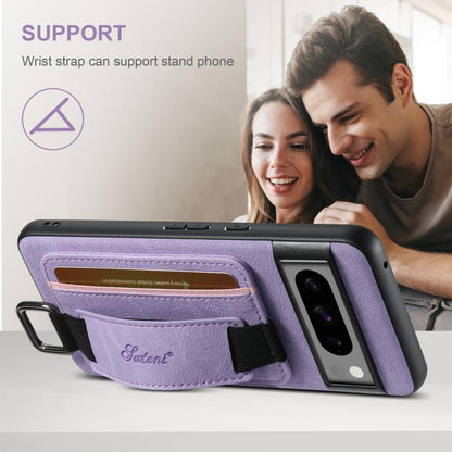 For Google Pixel 10 Pro Suteni H13 Litchi Leather Wrist Strap Wallet Back Phone Case(Purple) - Google Cases by Suteni | Online Shopping UK | buy2fix