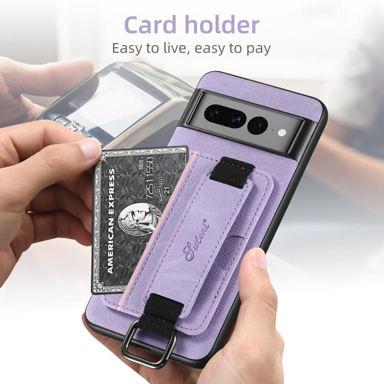 For Google Pixel 10 Pro Suteni H13 Litchi Leather Wrist Strap Wallet Back Phone Case(Purple) - Google Cases by Suteni | Online Shopping UK | buy2fix
