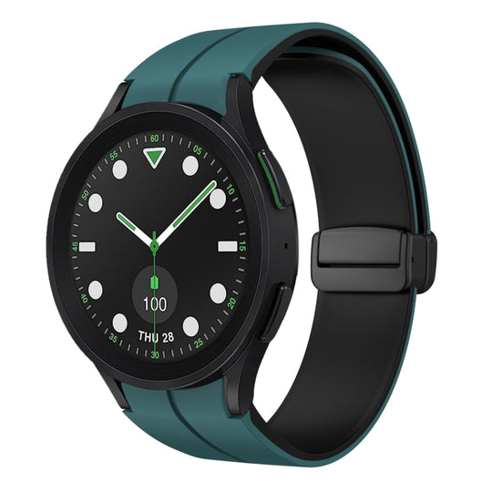For Samsung Galaxy watch 5 Pro Golf Edition Two Color Magnetic Folding Buckle Silicone Watch Band(Green+Black)