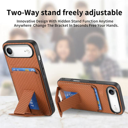 For iPhone Air Carbon Fiber Card Bag Fold Stand Phone Case(Brown) - iPhone Air Cases by buy2fix | Online Shopping UK | buy2fix