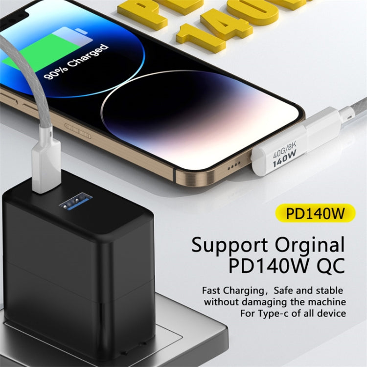 USB 3.1 Type-C to Type-C 40Gbps 8K Transmission Adapter 140W 5A Charge, Specification:Type-C Male to Female Side Bend by buy2fix