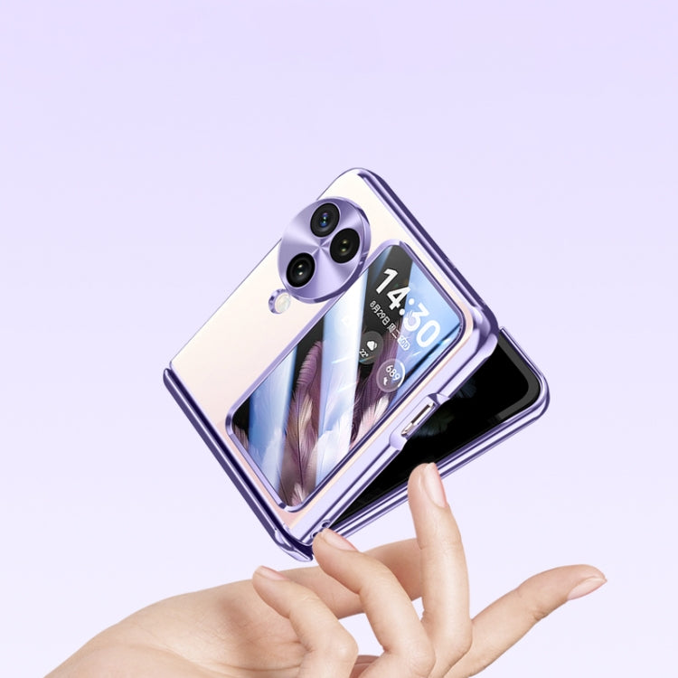 For OPPO Find N3 Flip Electroplated Case-film Integral Hinge Shockproof Phone Case(Purple) - OPPO Cases by buy2fix | Online Shopping UK | buy2fix