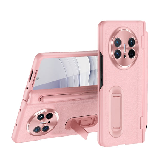 For Huawei  Mate X5 Integrated Film Plain Leather Phone Case with Pen(Pink) - Huawei Cases by buy2fix | Online Shopping UK | buy2fix