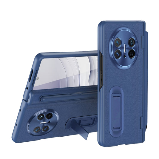 For Huawei  Mate X5 Integrated Film Plain Leather Phone Case with Pen(Blue) - Huawei Cases by buy2fix | Online Shopping UK | buy2fix