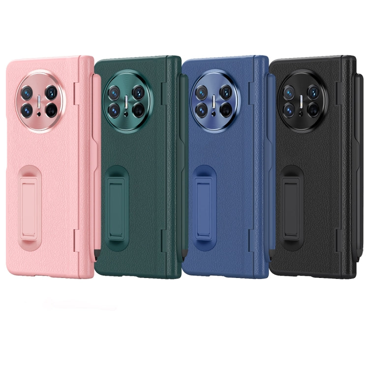 For Huawei  Mate X5 Integrated Film Plain Leather Phone Case with Pen(Green) - Huawei Cases by buy2fix | Online Shopping UK | buy2fix