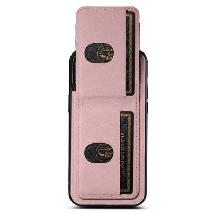 For iPhone 15 Pro Max Suteni H03 Litchi Leather Card Bag Stand Back Phone Case(Pink) by Suteni