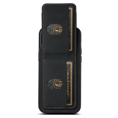 For iPhone 15 Pro Suteni H03 Litchi Leather Card Bag Stand Back Phone Case(Black) - iPhone 15 Pro Cases by Suteni | Online Shopping UK | buy2fix