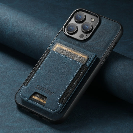 For iPhone 11 Pro Suteni H03 Litchi Leather Card Bag Stand Back Phone Case(Blue) - iPhone 11 Pro Cases by Suteni | Online Shopping UK | buy2fix