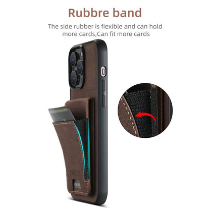 For iPhone 16e Suteni H03 Litchi Leather Card Bag Stand Back Phone Case(Brown) - iPhone 16e Cases by Suteni | Online Shopping UK | buy2fix