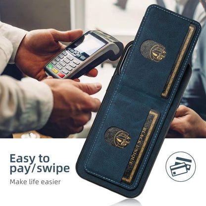 For iPhone 16e Suteni H03 Litchi Leather Card Bag Stand Back Phone Case(Blue) - iPhone 16e Cases by Suteni | Online Shopping UK | buy2fix